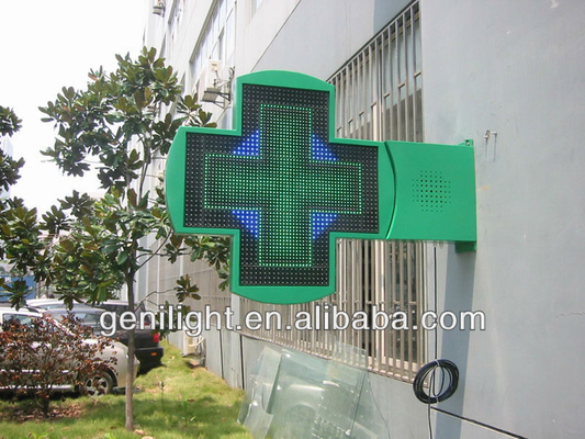 高コントラスト比 1200x1200 緑色 LED クロスディスプレイ 屋外デザインの薬局用