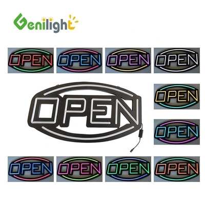 消費品 Genilight GLT-LSN6050H-001 赤 青 色 ネオン オープン LED 標識 時間
