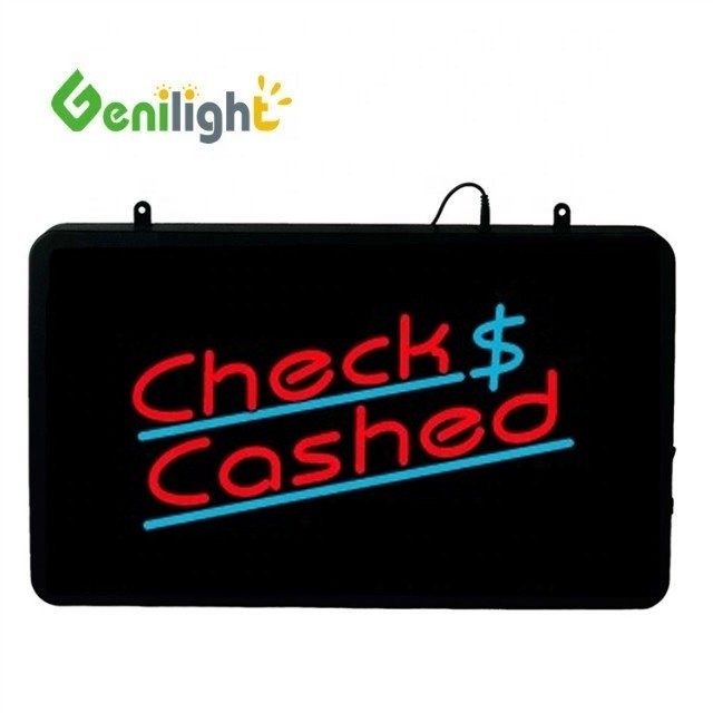 Genilight 22*13インチ スーパー明るさ LEDチェック キャッシングレター 室内用ネオンオープンサイン