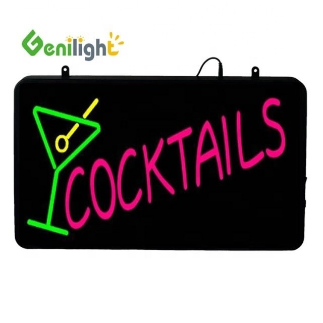Genilight 56*33cm 電子 DC12V ネオン LED コックテイル CUP ロゴのサイン パワー証明書