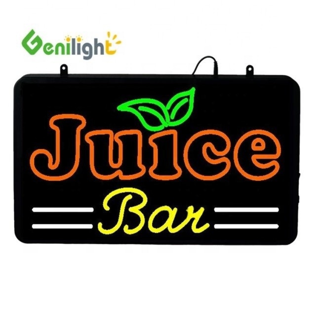CE ROHS パワー カスタム JUICE BAR アニメーションディスプレイ機能のために設計されたネオンオープンサイン