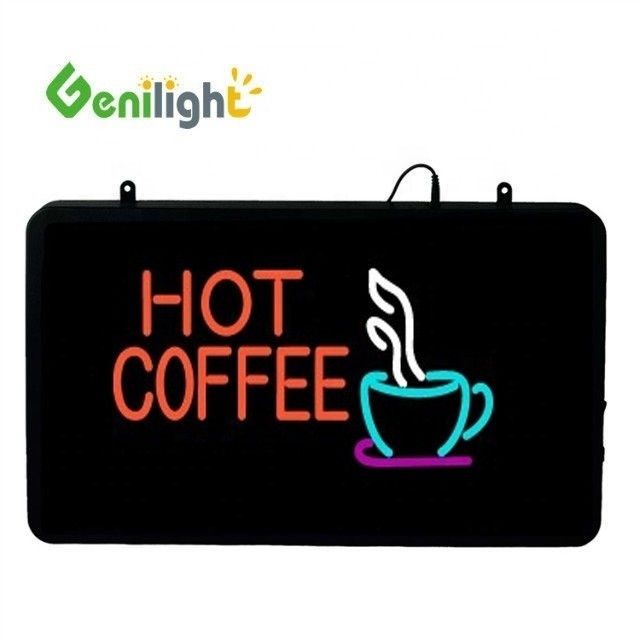 電力消費 Genilight 22*13インチ CE RoHS 室内ホットコーヒー LED ネオンサイン カフェバー