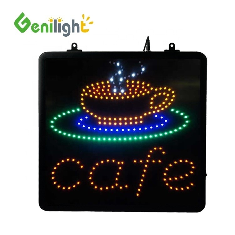 53*45cm アニメーション LED ビジネス カフェ クラブ サイン オン/オフ スイッチ 明るい オープン ライト ネオン LED