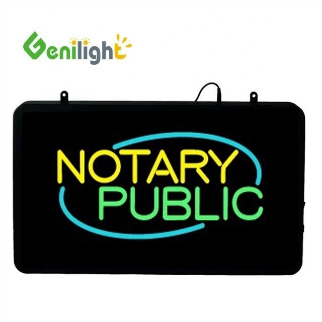 Genilight NOTARY PUBLIC LEDネオンサイン ABSオープンモールドアウトフレームとフラッシングアニメーション